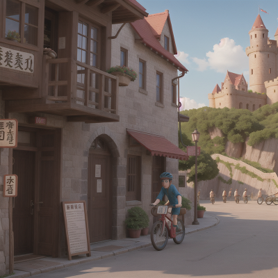 Image For Post Anime, bicycle, bus, ancient scroll, seafood restaurant, medieval castle, HD, 4K, AI Generated Art