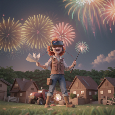 Image For Post Anime, fireworks, map, farmer, virtual reality, laughter, HD, 4K, AI Generated Art