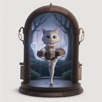 Image For Post Anime, ghostly apparition, magic portal, accordion, cat, park, HD, 4K, AI Generated Art