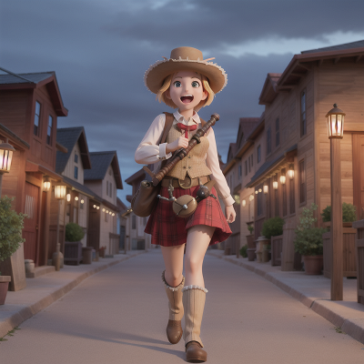 Image For Post Anime, joy, clock, wild west town, vampire, bagpipes, HD, 4K, AI Generated Art