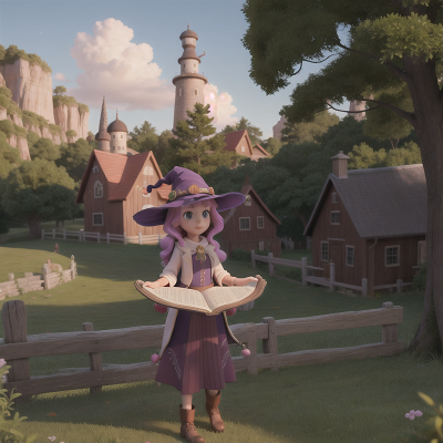 Image For Post Anime, hat, unicorn, witch, ancient scroll, farm, HD, 4K, AI Generated Art