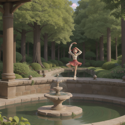 Image For Post Anime, dancing, map, success, fountain, forest, HD, 4K, AI Generated Art