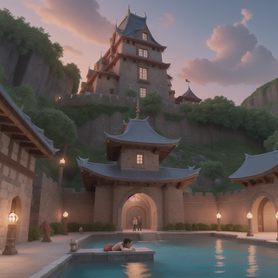 Image For Post Anime, medieval castle, swimming, superhero, temple, tsunami, HD, 4K, AI Generated Art