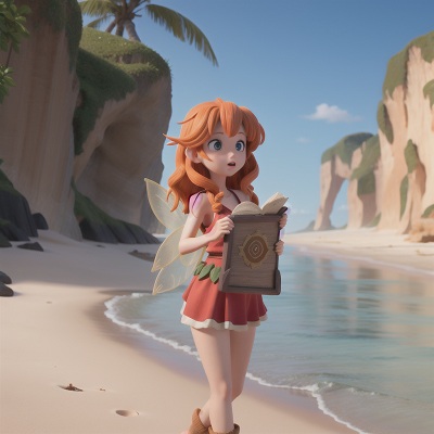 Image For Post Anime, beach, confusion, ancient scroll, island, fairy, HD, 4K, AI Generated Art