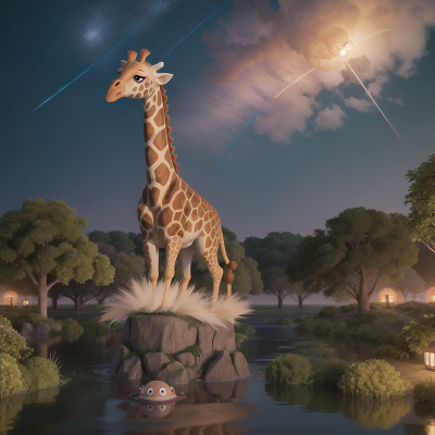 Image For Post Anime, flood, laughter, giraffe, meteor shower, spaceship, HD, 4K, AI Generated Art