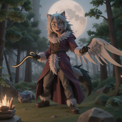 Image For Post Anime, werewolf, ghost, angel, forest, villain, HD, 4K, AI Generated Art