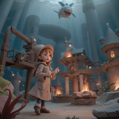 Image For Post Anime, wizard, underwater city, zookeeper, fire, surprise, HD, 4K, AI Generated Art