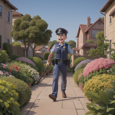 Image For Post Anime, laughter, city, drought, garden, police officer, HD, 4K, AI Generated Art
