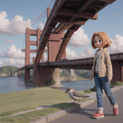 Image For Post Anime, bridge, wind, scientist, bird, car, HD, 4K, AI Generated Art