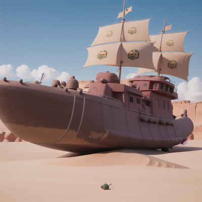 Image For Post Anime, desert, boat, turtle, submarine, pirate ship, HD, 4K, AI Generated Art