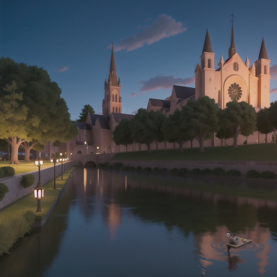 Image For Post Anime, confusion, park, submarine, moonlight, cathedral, HD, 4K, AI Generated Art