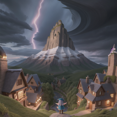 Image For Post Anime, wizard's hat, elf, tornado, vampire, mountains, HD, 4K, AI Generated Art