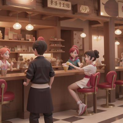 Image For Post Anime, ice cream parlor, success, suspicion, samurai, crystal ball, HD, 4K, AI Generated Art