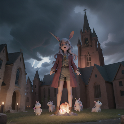 Image For Post Anime, cathedral, zombie, rabbit, unicorn, storm, HD, 4K, AI Generated Art