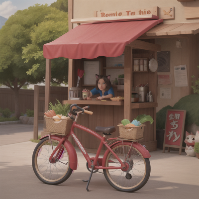 Image For Post Anime, fish, bicycle, hot dog stand, shield, cat, HD, 4K, AI Generated Art