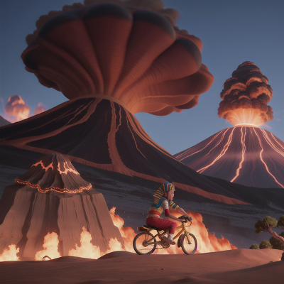 Image For Post Anime, pharaoh, bicycle, tsunami, circus, volcanic eruption, HD, 4K, AI Generated Art