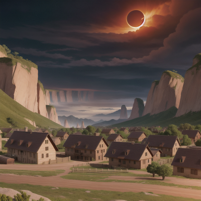 Image For Post Anime, storm, mountains, drought, solar eclipse, wild west town, HD, 4K, AI Generated Art