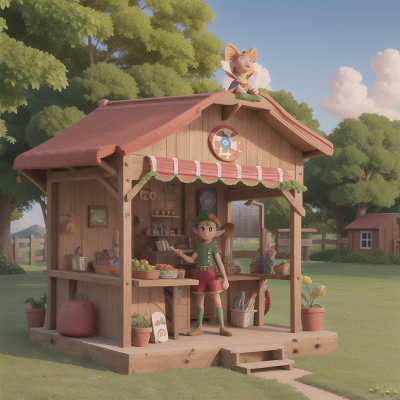Image For Post Anime, hot dog stand, elf, sphinx, farm, shield, HD, 4K, AI Generated Art