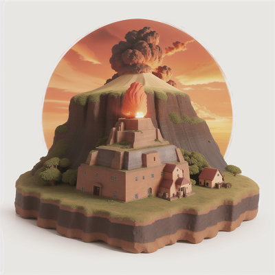 Image For Post Anime, volcanic eruption, sunset, turtle, island, sphinx, HD, 4K, AI Generated Art