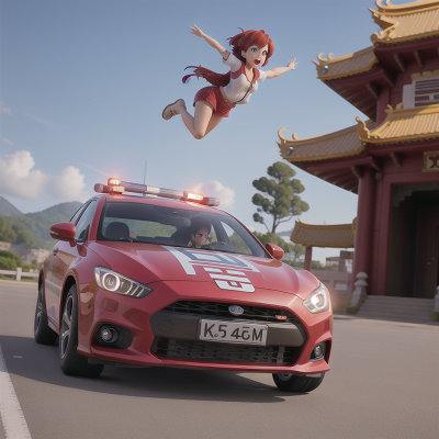 Image For Post Anime, jumping, car, police officer, queen, temple, HD, 4K, AI Generated Art