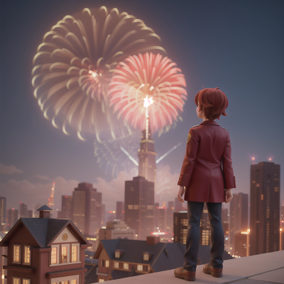 Image For Post Anime, museum, scientist, fire, fireworks, skyscraper, HD, 4K, AI Generated Art