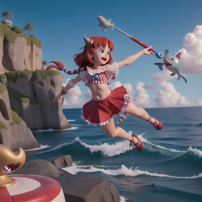 Image For Post Anime, magic wand, ocean, circus, shark, demon, HD, 4K, AI Generated Art
