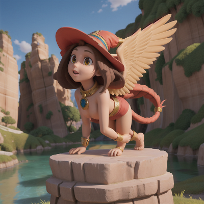 Image For Post Anime, bravery, sphinx, island, phoenix, witch's cauldron, HD, 4K, AI Generated Art