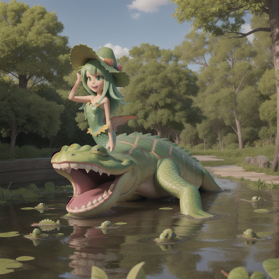 Image For Post Anime, swamp, school, alligator, mermaid, farm, HD, 4K, AI Generated Art