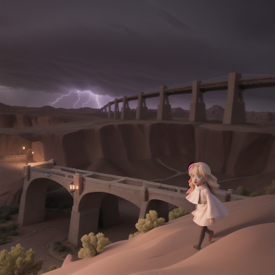 Image For Post Anime, ghost, suspicion, bridge, desert, storm, HD, 4K, AI Generated Art