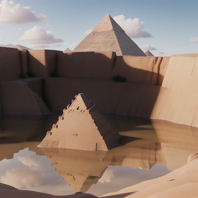 Image For Post Anime, pyramid, archaeologist, flood, wild west town, sled, HD, 4K, AI Generated Art