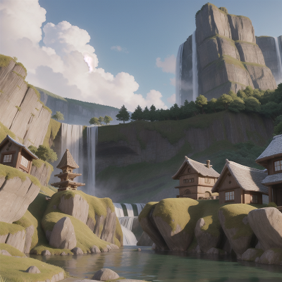 Image For Post Anime, vikings, waterfall, skyscraper, swamp, snow, HD, 4K, AI Generated Art