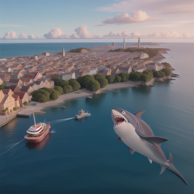 Image For Post Anime, shark, city, rocket, boat, mermaid, HD, 4K, AI Generated Art