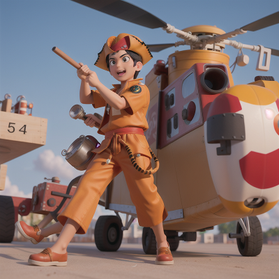 Image For Post Anime, drum, firefighter, pirate, tiger, helicopter, HD, 4K, AI Generated Art