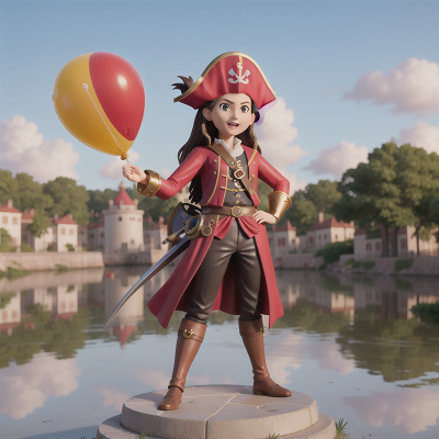 Image For Post Anime, statue, pirate, queen, knight, balloon, HD, 4K, AI Generated Art