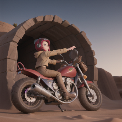 Image For Post Anime, desert, motorcycle, time machine, wormhole, bubble tea, HD, 4K, AI Generated Art