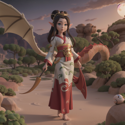 Image For Post Anime, geisha, dragon, desert oasis, space, elf, HD, 4K, AI Generated Art