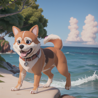 Image For Post Anime, bravery, ocean, park, dog, hero, HD, 4K, AI Generated Art