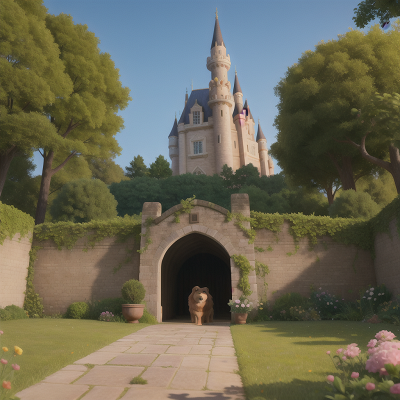 Image For Post Anime, queen, castle, forest, dog, garden, HD, 4K, AI Generated Art