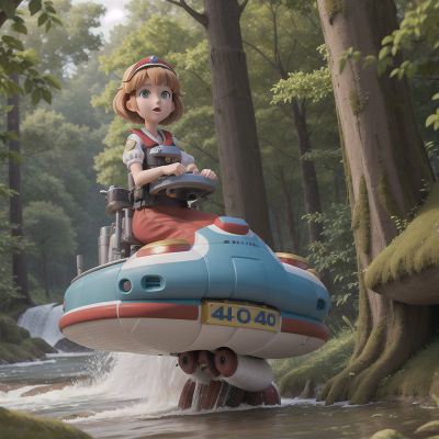 Image For Post Anime, hovercraft, princess, river, forest, police officer, HD, 4K, AI Generated Art