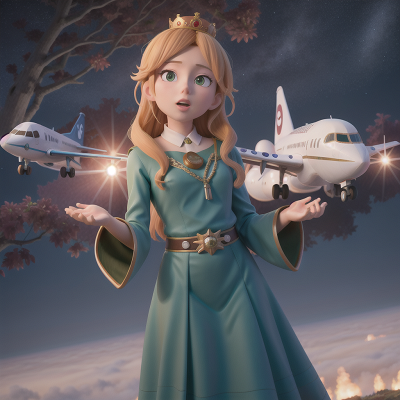 Image For Post Anime, romance, queen, space, forest, airplane, HD, 4K, AI Generated Art