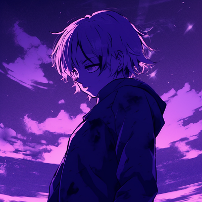 Image For Post | Anime boy standing in a purple, starry night, highlighting the luminous stars and the boy's silhouetted form. anime purple pfp inspirations pfp for discord. - [Anime Purple PFP Collection](https://hero.page/pfp/anime-purple-pfp-collection)