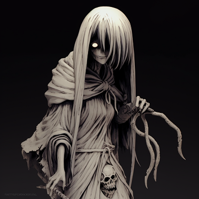 Image For Post | A Grim Reaper in deep thought, clear lines and high contrast creating an air of gloomy contemplation. conceptual ideas for scary anime pfp pfp for discord. - [Scary Anime PFP Collection](https://hero.page/pfp/scary-anime-pfp-collection)