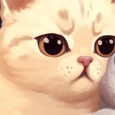 Image For Post | Two characters in fluffy cat form, soft hues and blush expressions. cute cat matching pfp designer pfp for discord. - [cute cat matching pfp, aesthetic matching pfp ideas](https://hero.page/pfp/cute-cat-matching-pfp-aesthetic-matching-pfp-ideas)