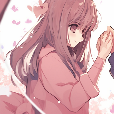 Image For Post | Two characters in a wisteria filled field, soft purples and greens, hands barely touching. romantic anime couples matching pfp pfp for discord. - [anime couples matching pfp, aesthetic matching pfp ideas](https://hero.page/pfp/anime-couples-matching-pfp-aesthetic-matching-pfp-ideas)