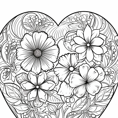 Image For Post Flower Infused Heart Design - Printable Coloring Page