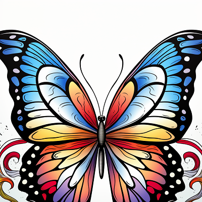 Image For Post Messages framed by butterfly wings - Printable Coloring Page