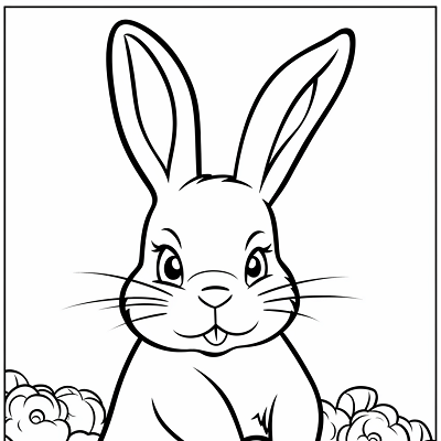 Image For Post Funny Bunny with Carrot - Printable Coloring Page
