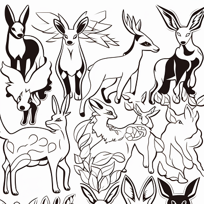 Image For Post | Bold, high contrast silhouettes of Eevee Evolutions; clear edges and strong forms. printable coloring page, black and white, free download - [Eevee Evolutions Coloring Sheet Pokemon Pages, Adult & Kids Fun](https://hero.page/coloring/eevee-evolutions-coloring-sheet-pokemon-pages-adult-and-kids-fun)