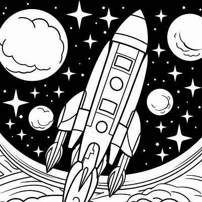 Image For Post Space Rocket Journey - Printable Coloring Page