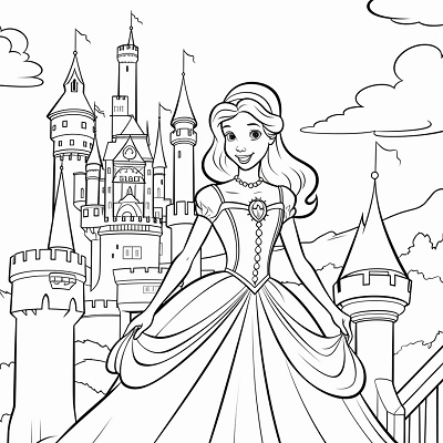 Image For Post Royal Tower with a Beautiful Princess - Printable Coloring Page